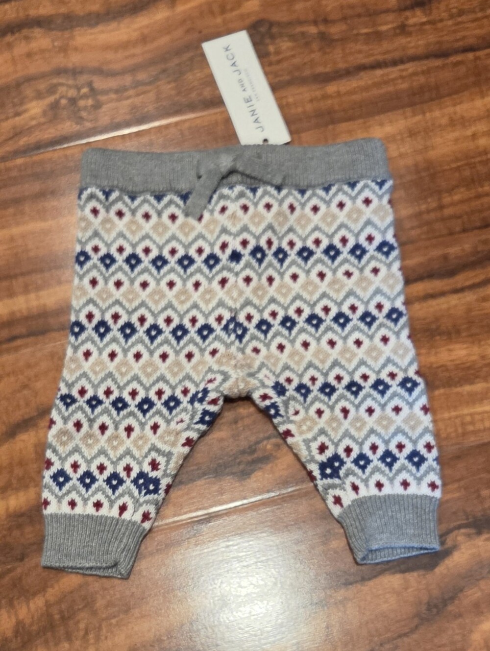 Janie and Jack NWT 0-3 Months Blue/Red/Ivory Fair Isle Sweater Pants